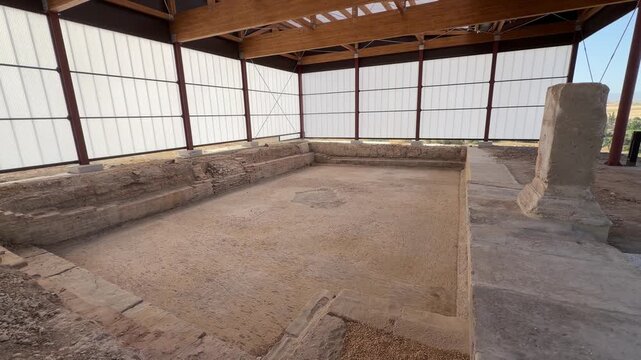 Ancient roman villa archaeological excavation site in spain