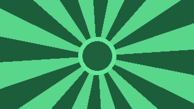 Seamless retro pixel action sunburst animation in green for looping game background