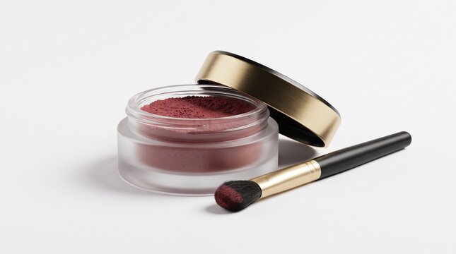 Blur lip powder compact isolated on white background.