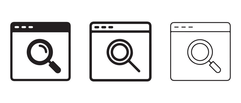 magnifying glass over window interface for search functionality and data analysis