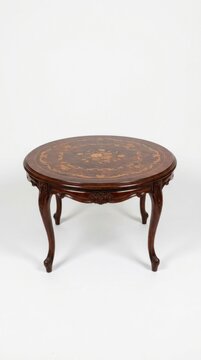 elegant antique round coffee table isolated on white background