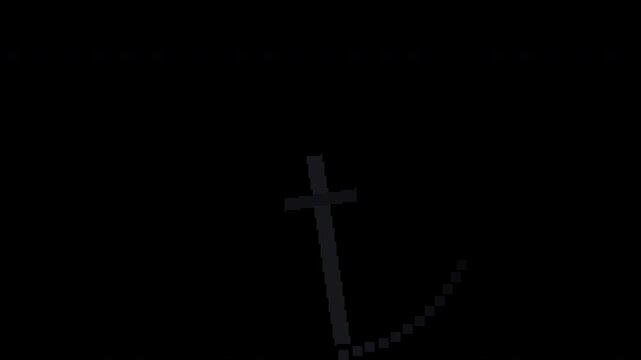 Seamless retro pixel sword slash arc in black with transparent background