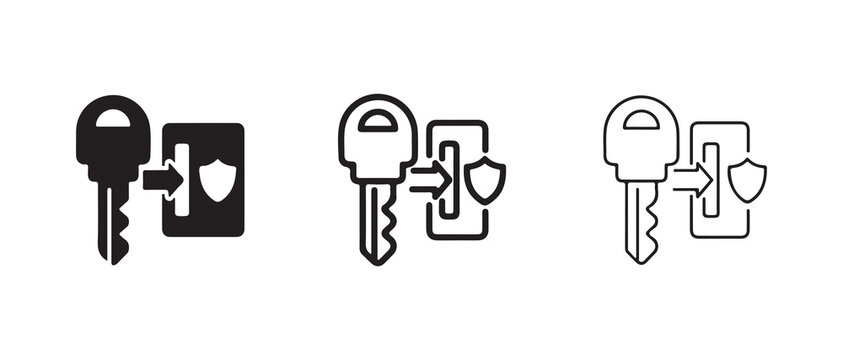key unlocking different security shield levels for digital privacy or access control