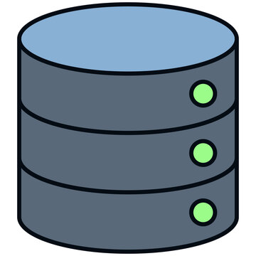 Simple outline flat database storage server network icon