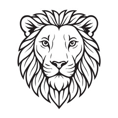 Fototapeta premium Majestic Lion Head Black and White Line Art Illustration