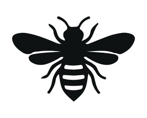 Black silhouette honey bee insect vector icon isolated on a white background with silhouette honeybee creature © FI Visual 