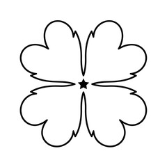 Fototapeta premium Four Heart Shapes Forming a Flower with a Star