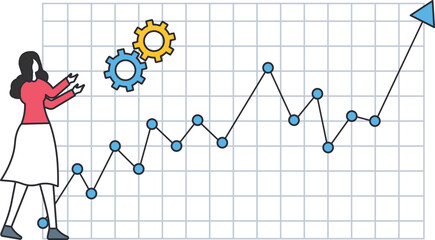 Obraz premium Financial growth investment analysis with business people and data chart. Stock market profit increase, wealth management, economic progress, return on investment, teamwork concept, business strategy