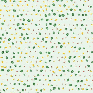 Fresh summer fruit vector wallpaper seamless background