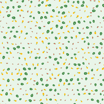 Playful fruit motif illustration for textile printing