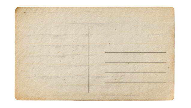 Vintage postcard with horizontal lines and vertical divider, isolated on transparent background