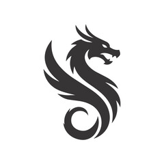 Fototapeta premium Powerful S-Shape Dragon Silhouette Mascot Logo