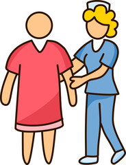 Obraz premium nurse assisting elderly patient walking support mobility recovery