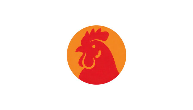 Red Rooster Silhouette Circular Logo Transparent Background