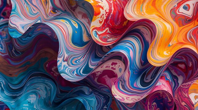 Colorful Marbled Paper Swirls