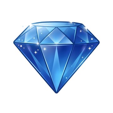 Blue diamond gemstone icon isolated on white
