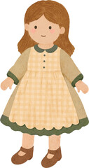 Fototapeta premium Vintage Christmas Doll in Traditional Dress Illustration