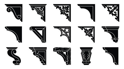 Collection of decorative architectural corbels and brackets for interior and exterior design elements © Mostak