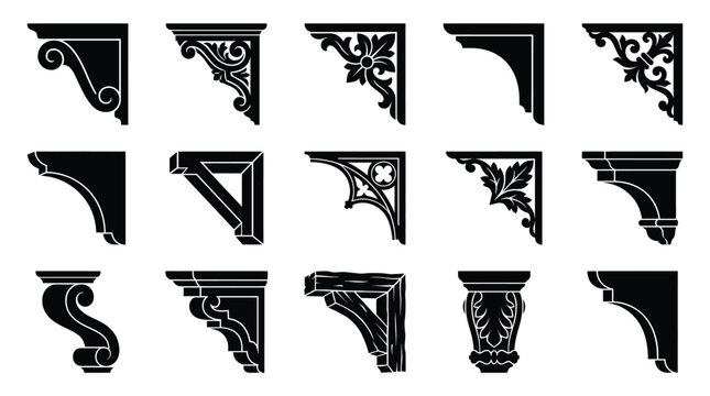 Collection of decorative architectural corbels and brackets for interior and exterior design elements