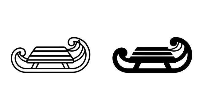 Classic Sleigh Vector Icons, Winter Transport, Festive Holiday Graphics, Two Styles