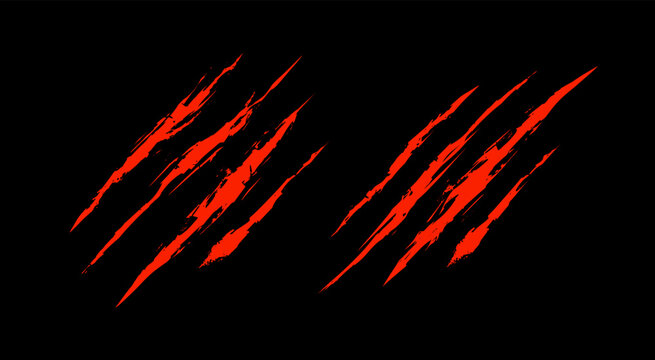 Beast Paw Red Scratches Isolated On Black