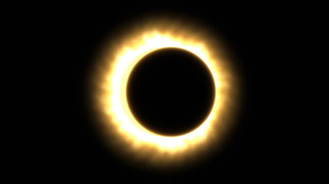 Phases of a total solar eclipse animation on black background. 4K Video