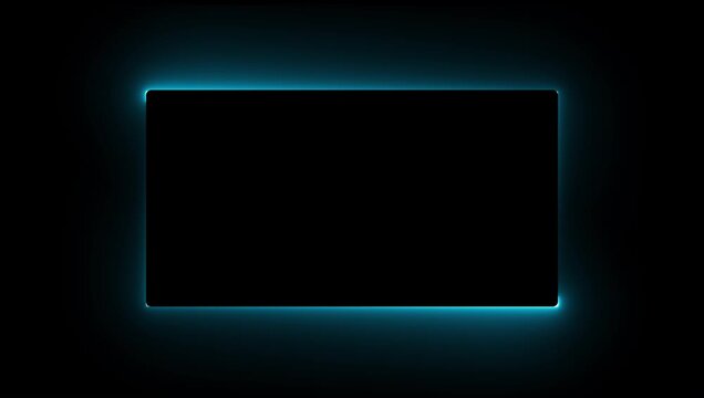 abstract glowing neon rectangle frame animation black screen 4k. Bright neon border frame effect isolated on black background.