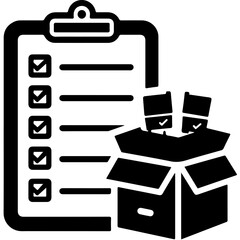 Fototapeta premium Clipboard with checked tasks and mobile app downloads