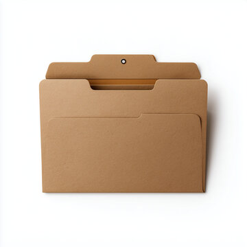 Brown Kraft Paper Office File Folder Isolated on White Background