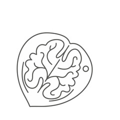 Fototapeta premium Brain in a Heart Shape Outline