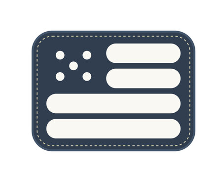 Minimalist American flag patch vector, navy blue patriotic badge, embroidered flag icon design