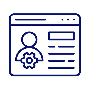 Website user account settings icon with a blue outline style transparent background