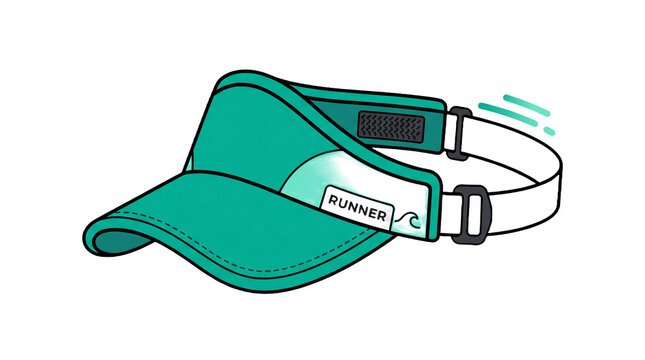 Teal sports runner sun visor hat illustration