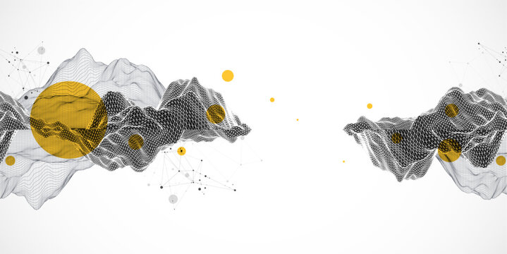 Abstract art wireframe background. Modern science or technology art elements. Surface illustration.