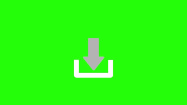 Animated download with downward arrow motion on green screen background, animation button interface