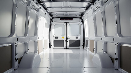Fototapeta premium Clean Interior of an Empty Cargo Van for Transport Commercial Use