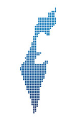Obraz premium gradient pixel Israel map, israeli map consisting of squares
