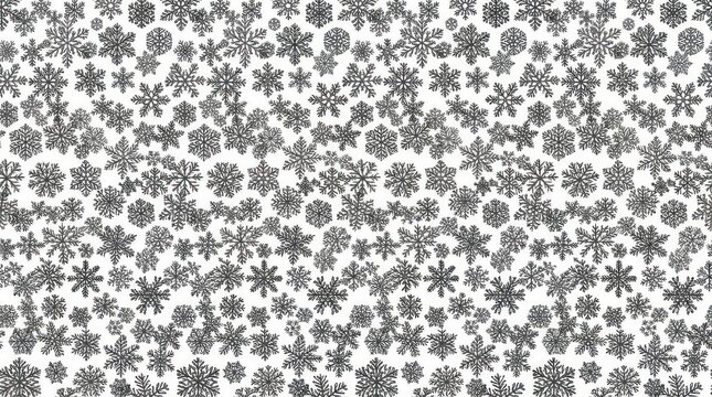 Black and white snowflake seamless pattern.