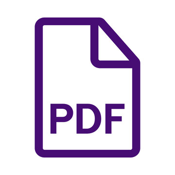 Purple outline icon of a digital document file format for portable document format files transparent background