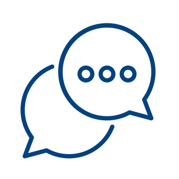 Two overlapping speech bubbles with ellipsis dots representing communication and messaging concepts transparent background