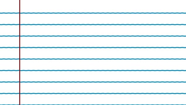 Blue horizontal notebook lines paper background, moving paper sheet video for back to school and educational