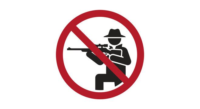 No Hunting Sign Isolated on White Background