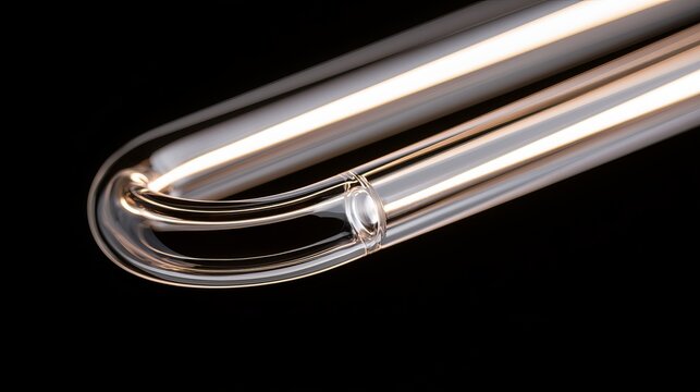 Elegant glass tube gracefully curving against a stark black backdrop, showcasing refined craftsmanship and a modern, minimalistic aesthetic for design