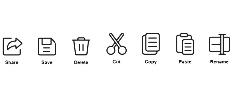 File action icon set delete cut copy symbol linear vector design vector illustrator eps10