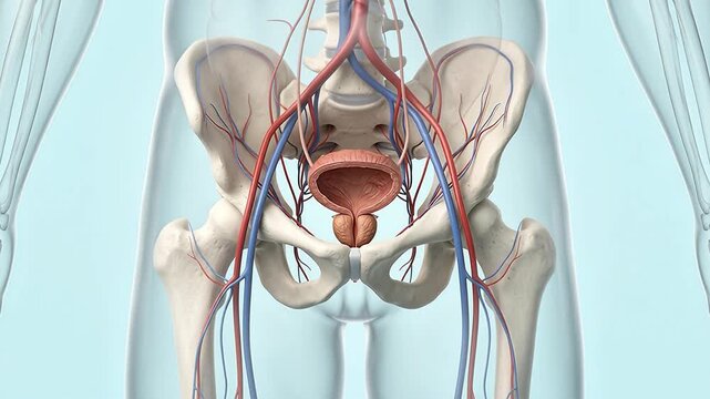 3D Human Male Pelvis with Urinary Bladder and Prostate Gland Anatomy
