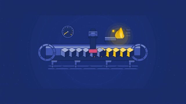 Abstract animated backpressure building in a congested queue drawn as blue and cyan lines and shapes on a deep dark background. Seamless looping 4K motion graphics video with free space for text, idea