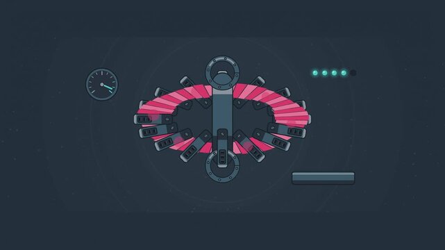 Abstract animated plasma confined inside a torus drawn as coral and magenta lines and shapes on a deep dark background. Seamless looping 4K motion graphics video with free space for text, ideal for su