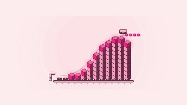 Abstract animated adoption accelerating with each new user drawn as coral and magenta lines and shapes on a bright, clean light background. Seamless looping 4K motion graphics video with free space fo