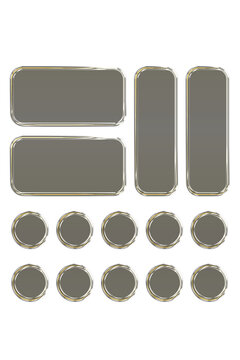 Transparent glass elements with liquid morphism effect for ui design and modern interfaces. Rounded rectangles, circles and buttons with frosted blur overlay. Glassmorphism components for web or app