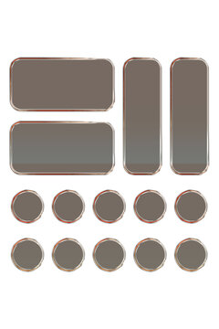 Transparent glass elements with liquid morphism effect for ui design and modern interfaces. Rounded rectangles, circles and buttons with frosted blur overlay. Glassmorphism components for web or app